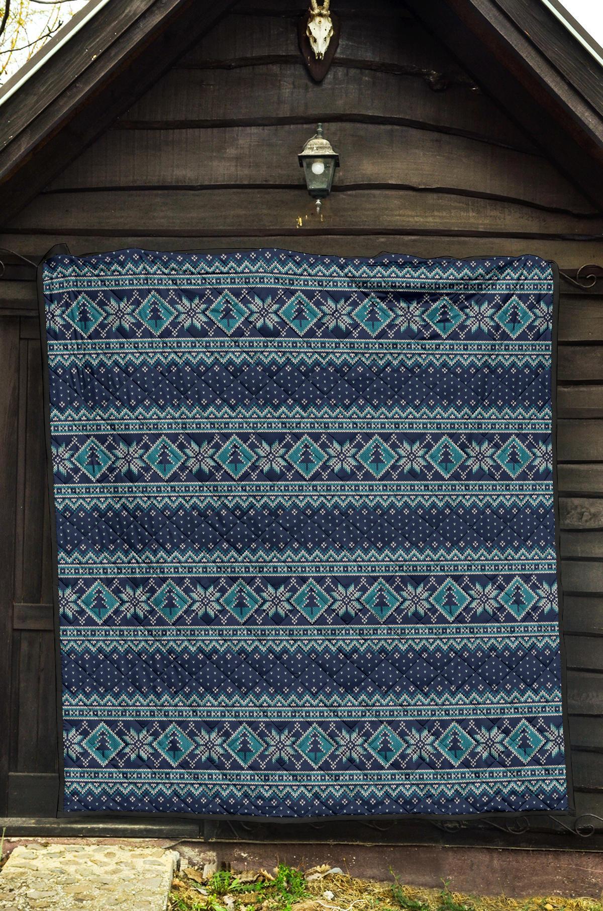 Fairisle Christmas Pattern Print Quilt-grizzshop