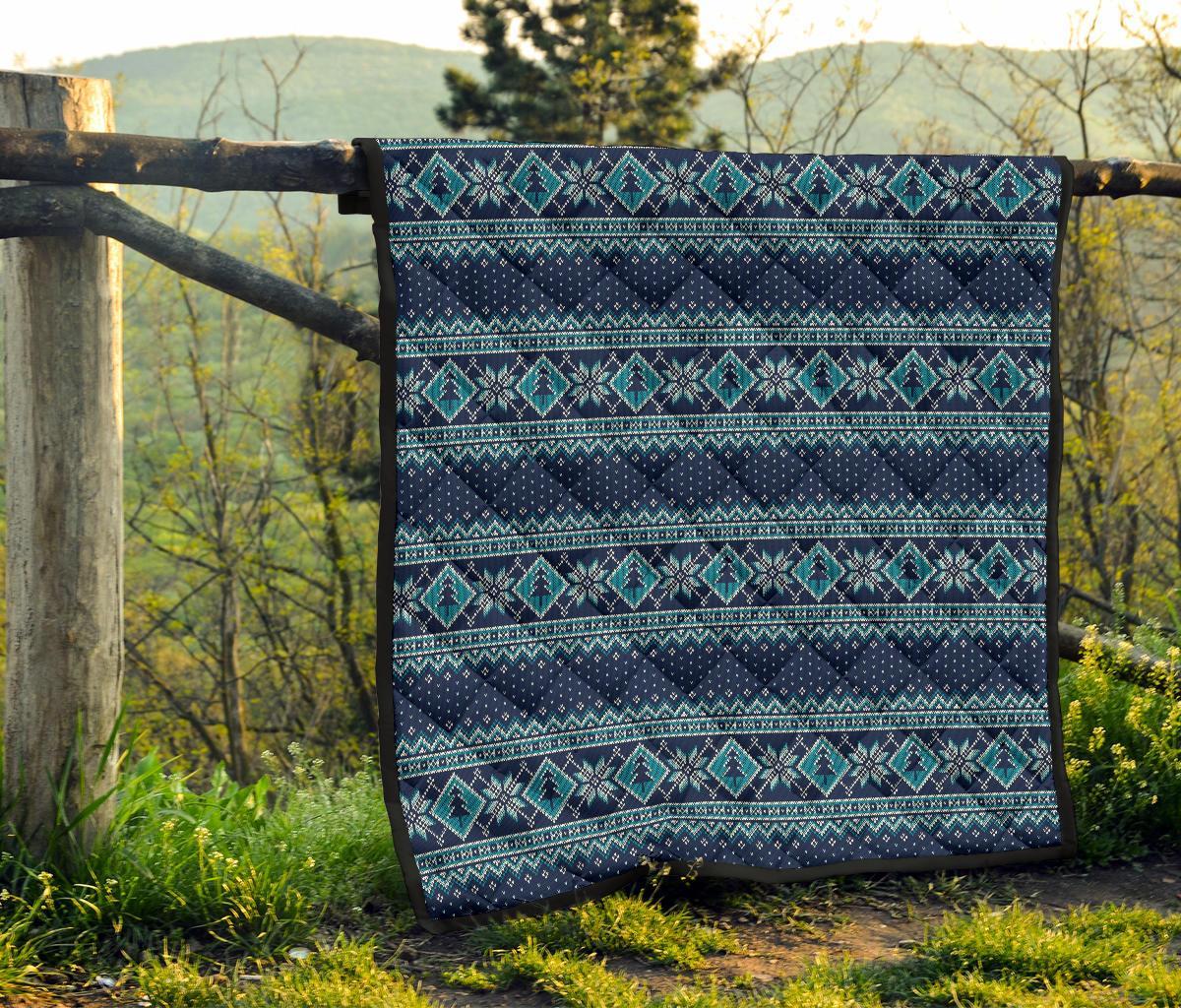 Fairisle Christmas Pattern Print Quilt-grizzshop