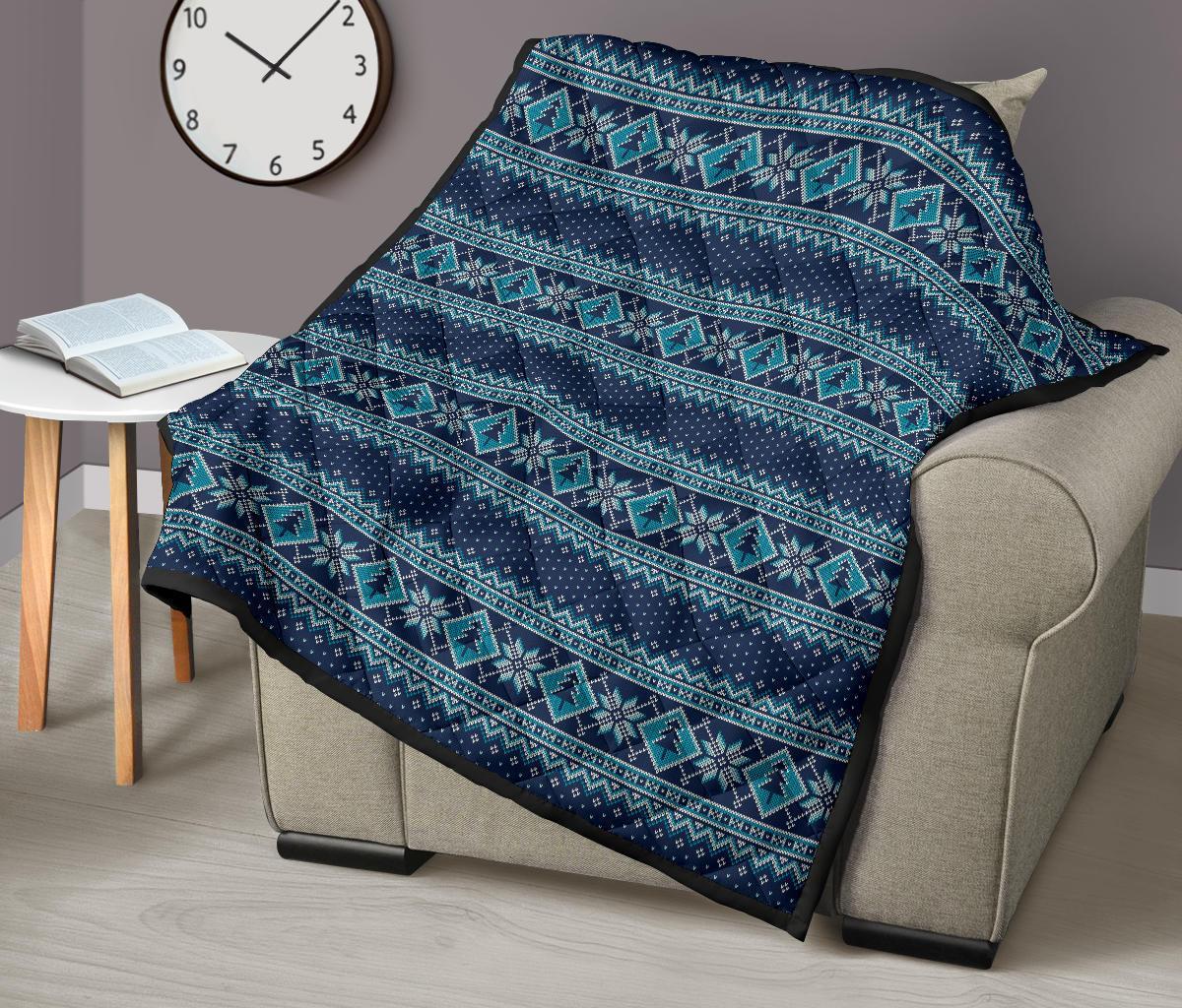 Fairisle Christmas Pattern Print Quilt-grizzshop