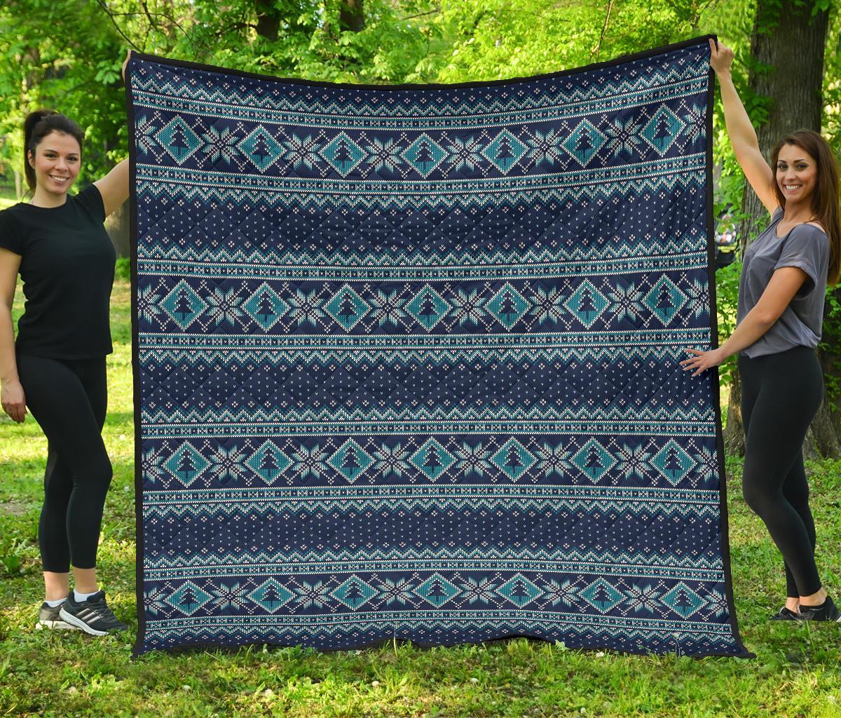 Fairisle Christmas Pattern Print Quilt-grizzshop