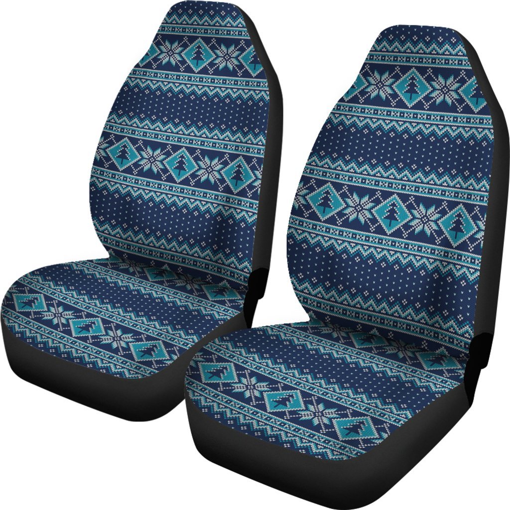 Fairisle Christmas Pattern Print Universal Fit Car Seat Covers-grizzshop