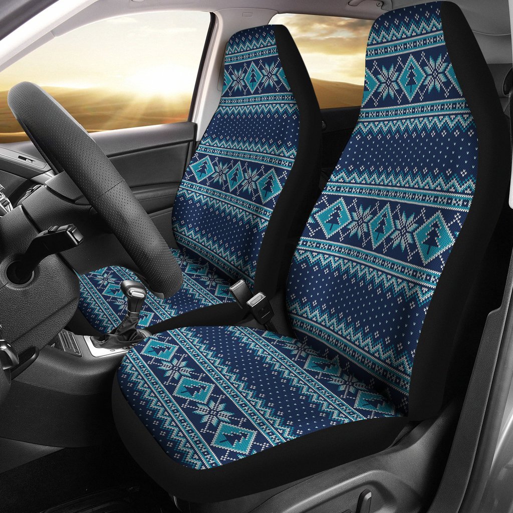 Fairisle Christmas Pattern Print Universal Fit Car Seat Covers-grizzshop