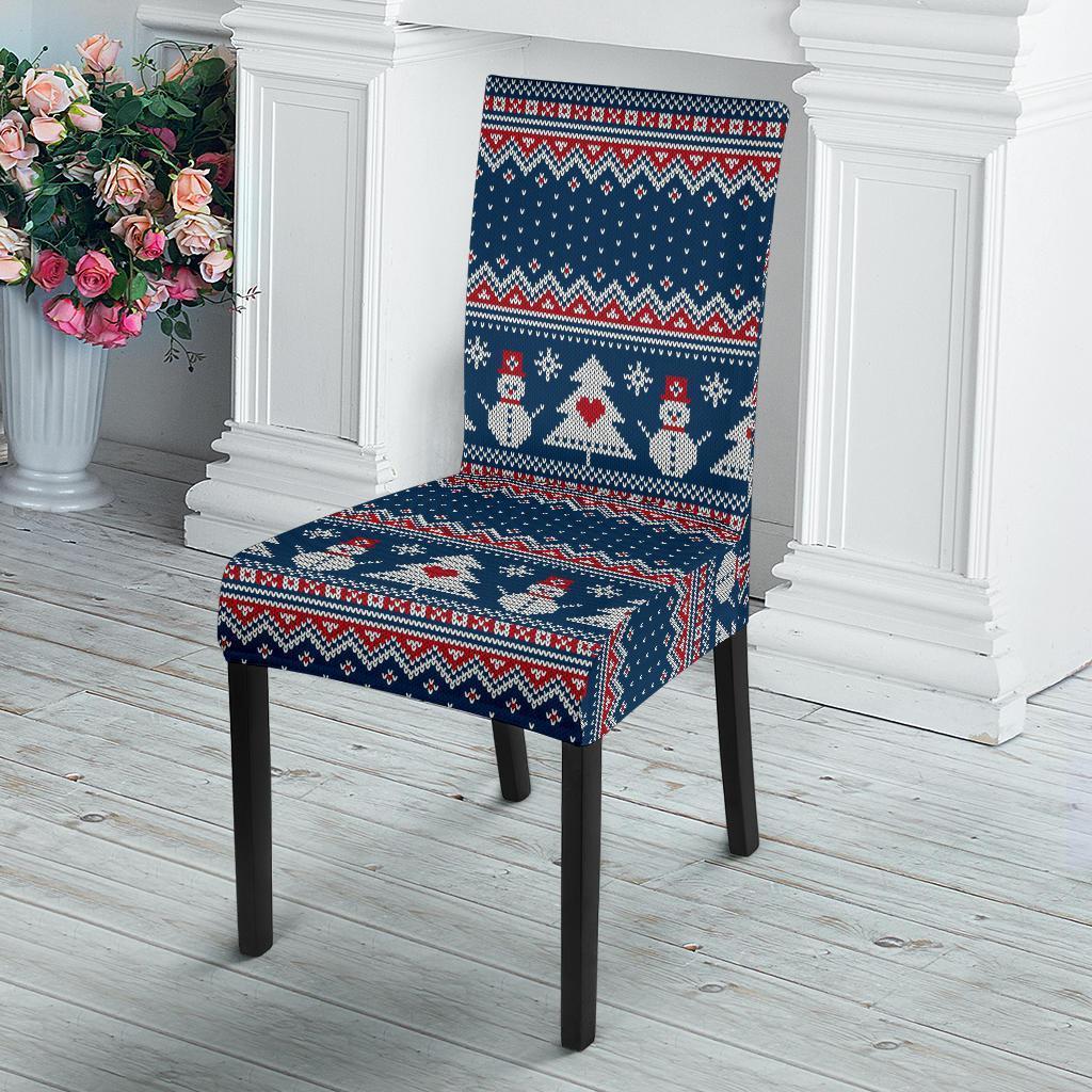 Fairisle Christmas Snowman Pattern Print Chair Cover-grizzshop