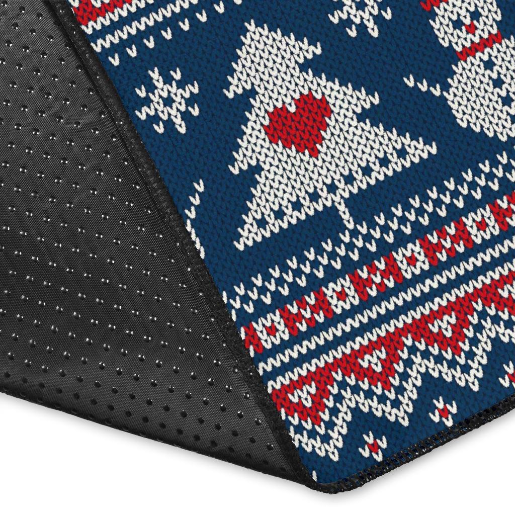 Fairisle Christmas Snowman Pattern Print Floor Mat-grizzshop