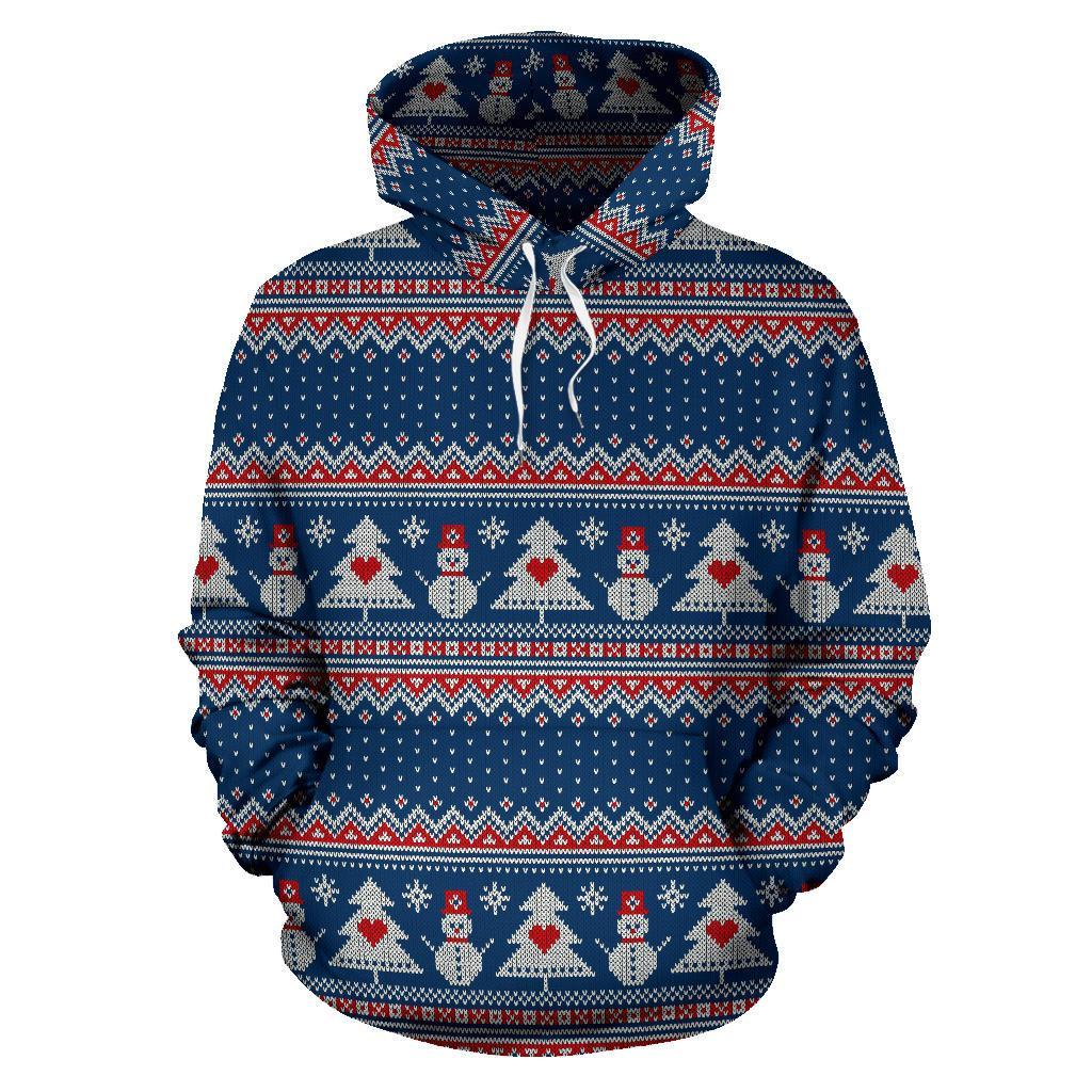 Fairisle Christmas Snowman Pattern Print Men Women Pullover Hoodie-grizzshop