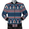 Fairisle Christmas Snowman Pattern Print Men's Bomber Jacket-grizzshop