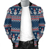 Fairisle Christmas Snowman Pattern Print Men's Bomber Jacket-grizzshop