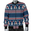 Fairisle Christmas Snowman Pattern Print Men's Bomber Jacket-grizzshop