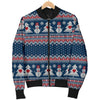 Fairisle Christmas Snowman Pattern Print Men's Bomber Jacket-grizzshop