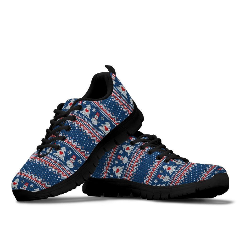 Fairisle Christmas Snowman Pattern Print Sneaker Shoes For Men Women-grizzshop