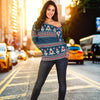 Fairisle Christmas Snowman Pattern Print Women Off Shoulder Sweatshirt-grizzshop