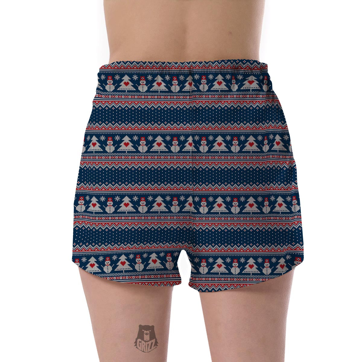 Fairisle Christmas Snowman Pattern Print Women's Shorts-grizzshop