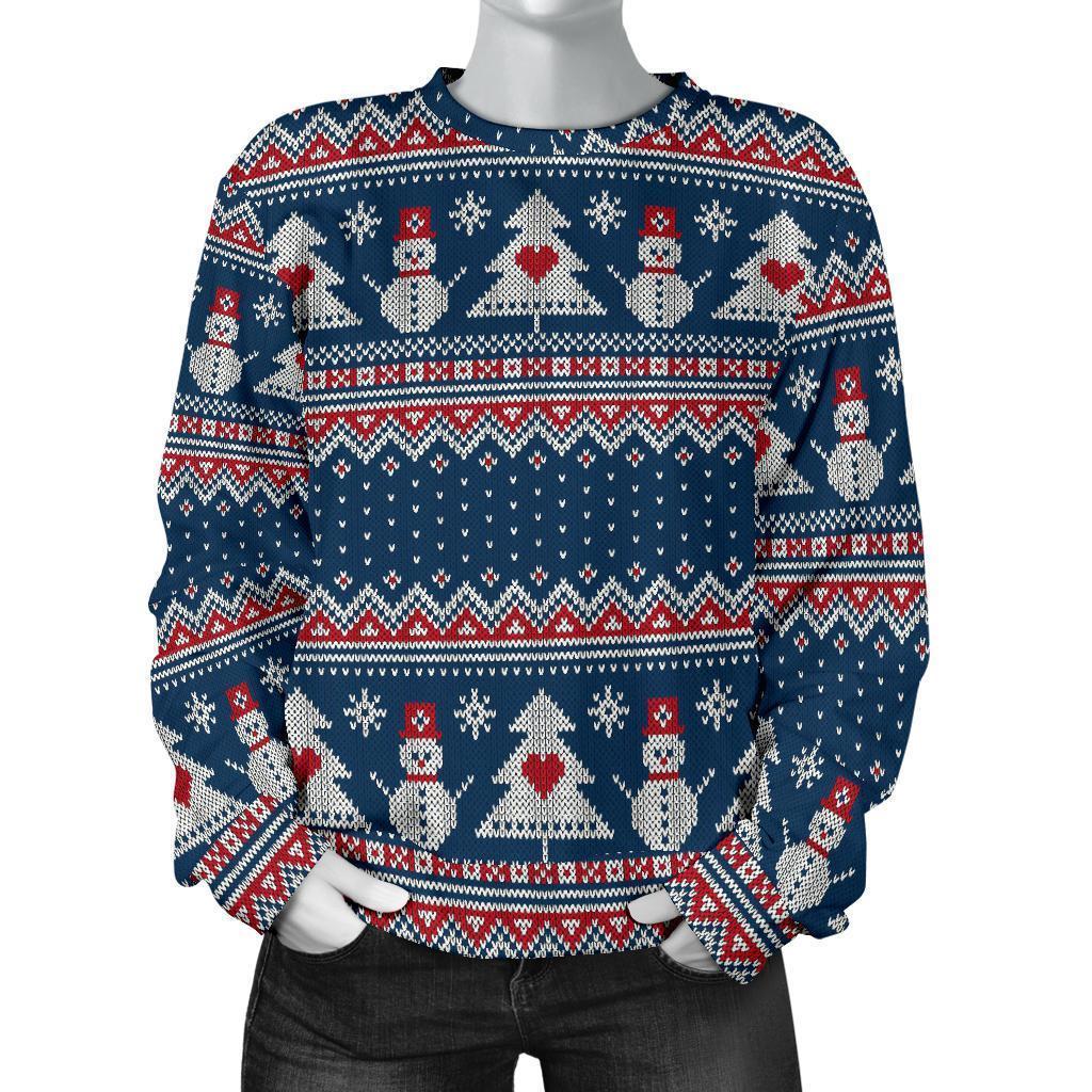 Fairisle Christmas Snowman Pattern Print Women's Sweatshirt-grizzshop