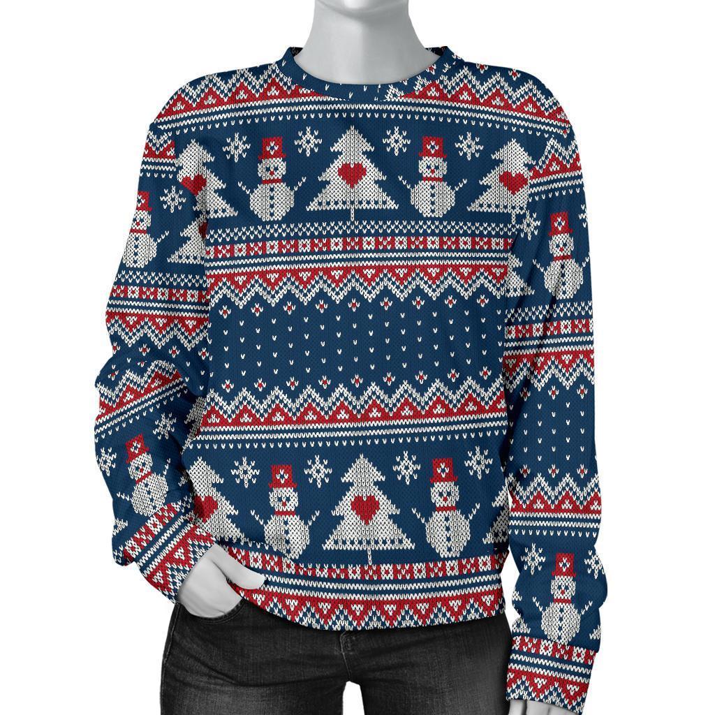 Fairisle Christmas Snowman Pattern Print Women's Sweatshirt-grizzshop