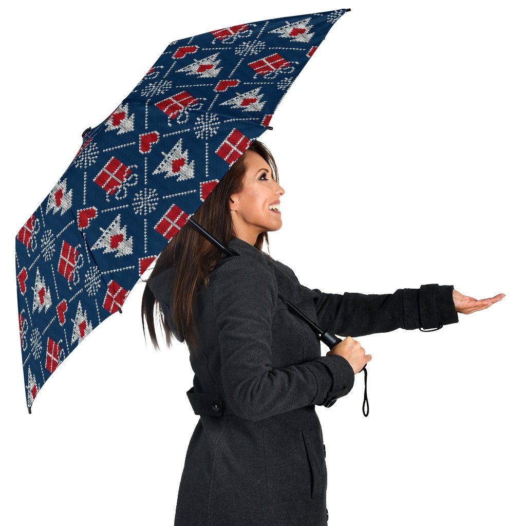 Fairisle Gift Christmas Pattern Print Automatic Foldable Umbrella-grizzshop