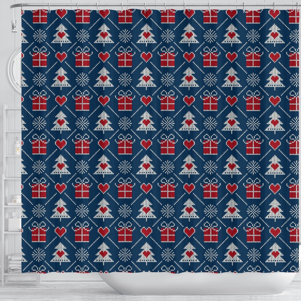 Fairisle Gift Christmas Pattern Print Bathroom Shower Curtain-grizzshop