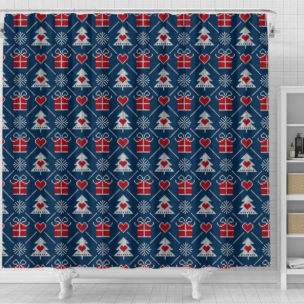 Fairisle Gift Christmas Pattern Print Bathroom Shower Curtain-grizzshop