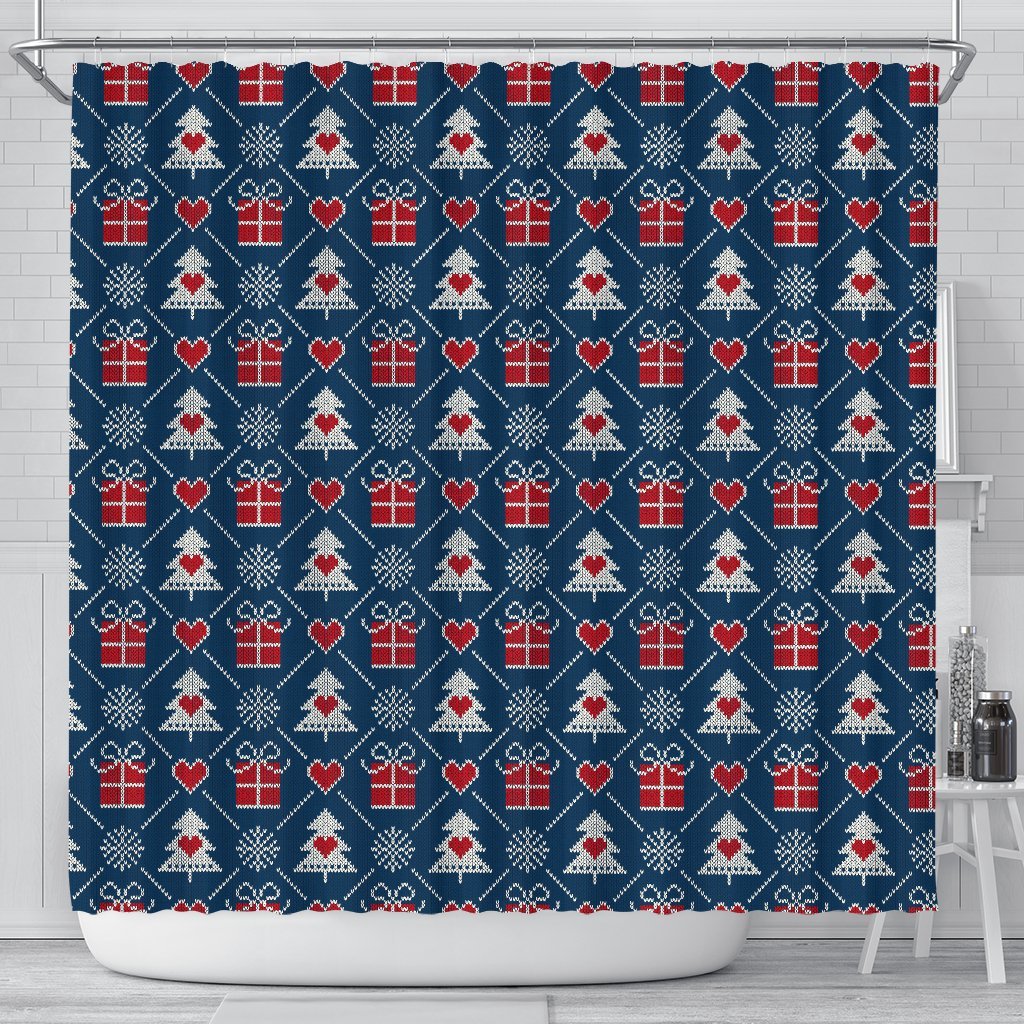 Fairisle Gift Christmas Pattern Print Bathroom Shower Curtain-grizzshop