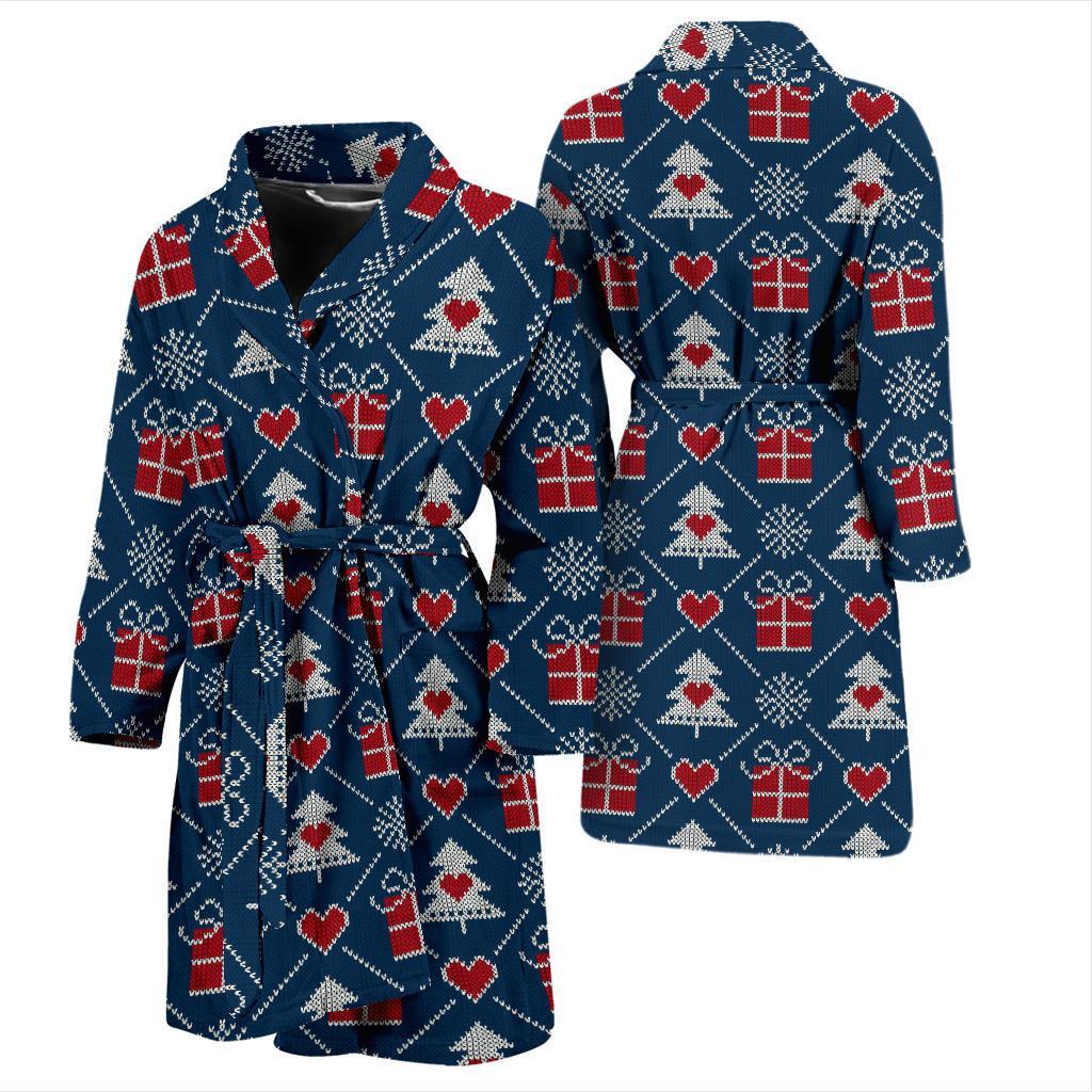 Fairisle Gift Christmas Pattern Print Men Long Robe-grizzshop