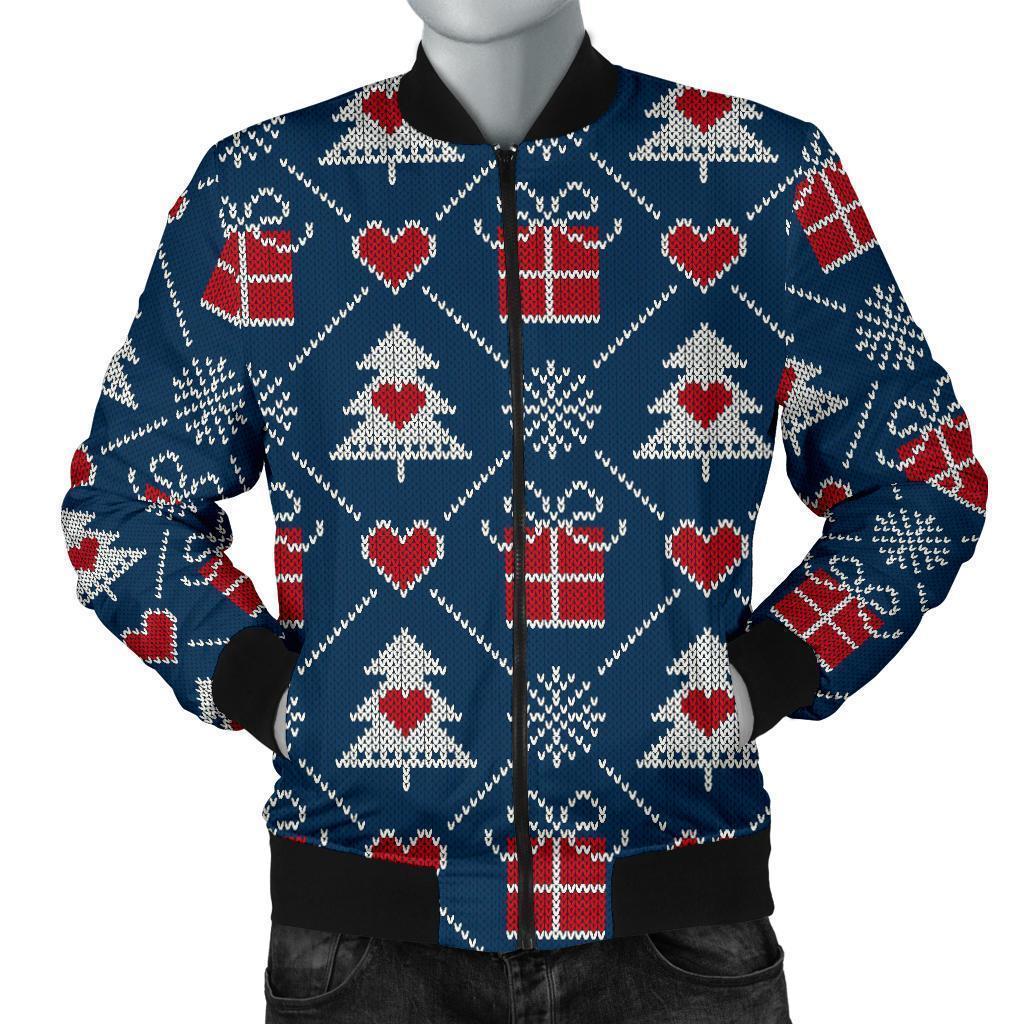 Fairisle Gift Christmas Pattern Print Men's Bomber Jacket-grizzshop