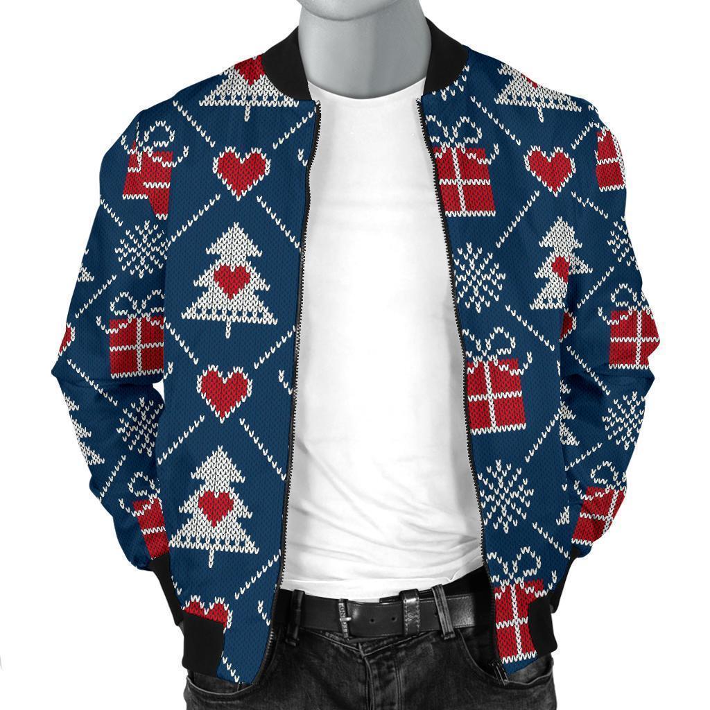 Fairisle Gift Christmas Pattern Print Men's Bomber Jacket-grizzshop