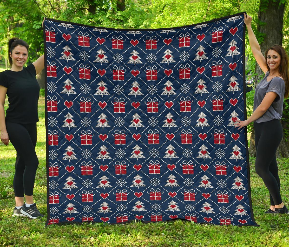 Fairisle Gift Christmas Pattern Print Quilt-grizzshop