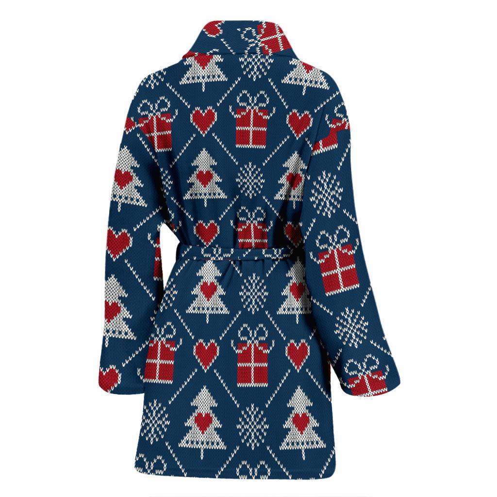 Fairisle Gift Christmas Pattern Print Women Long Robe-grizzshop