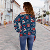 Fairisle Gift Christmas Pattern Print Women Off Shoulder Sweatshirt-grizzshop