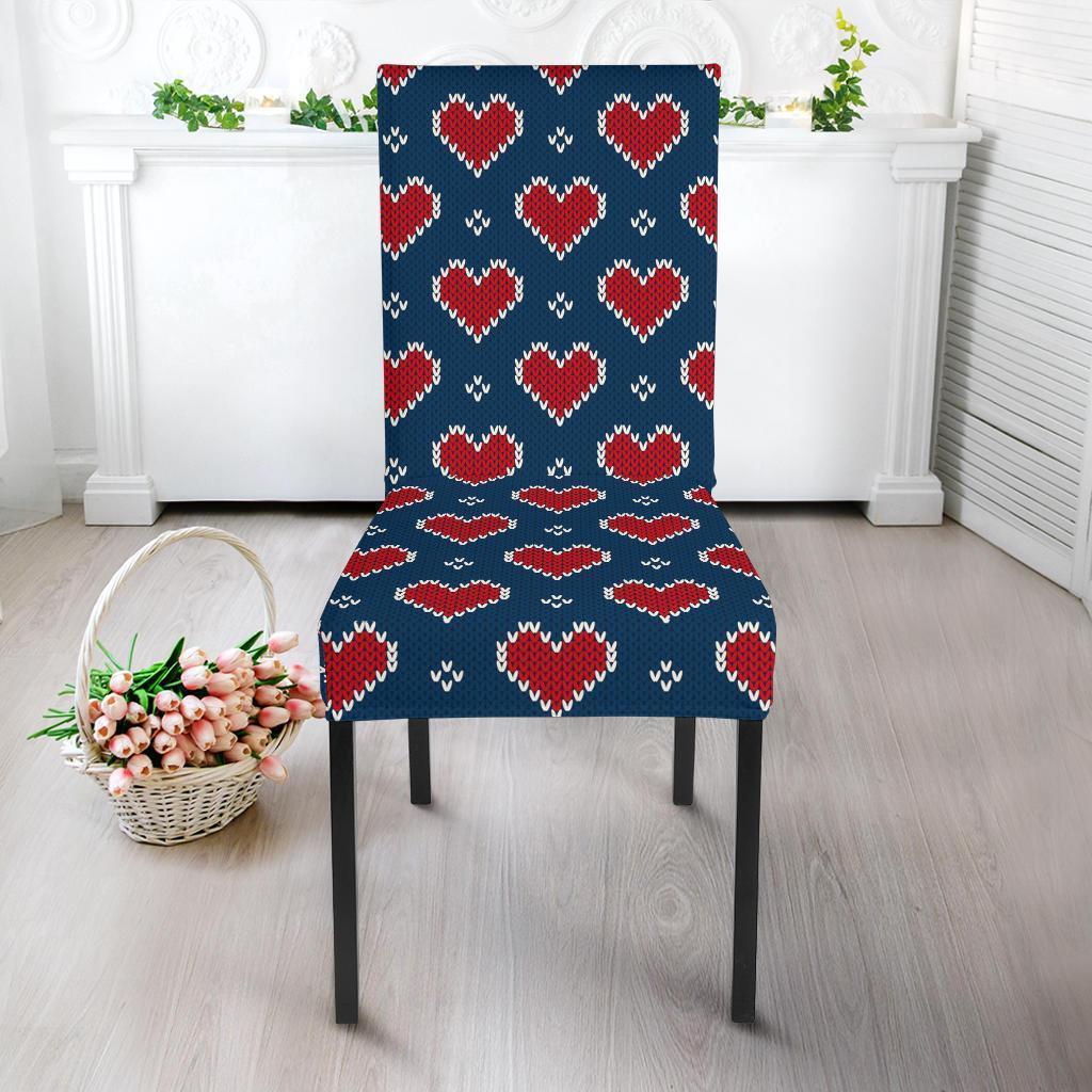 Fairisle Heart Christmas Pattern Print Chair Cover-grizzshop