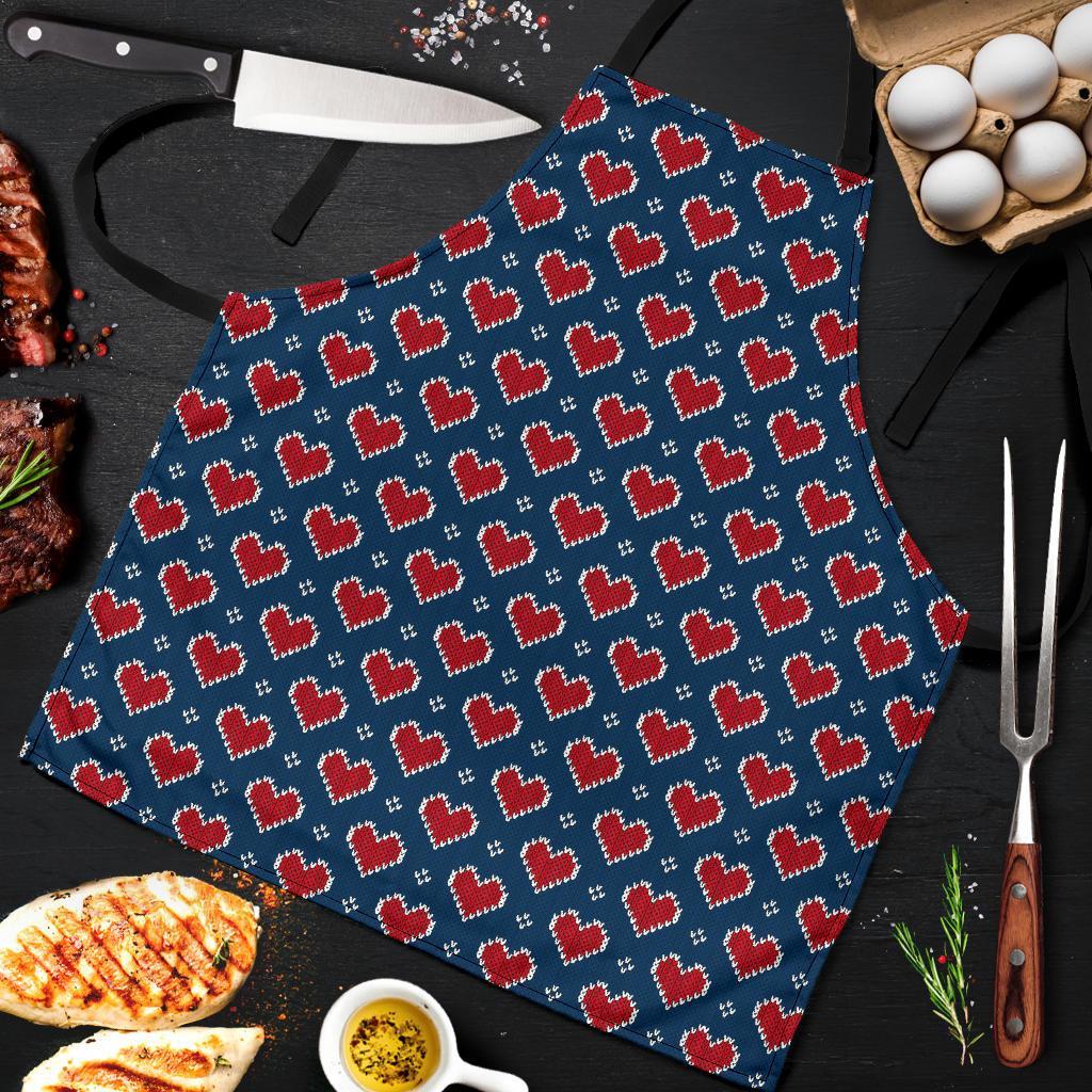 Fairisle Heart Christmas Pattern Print Men's Apron-grizzshop