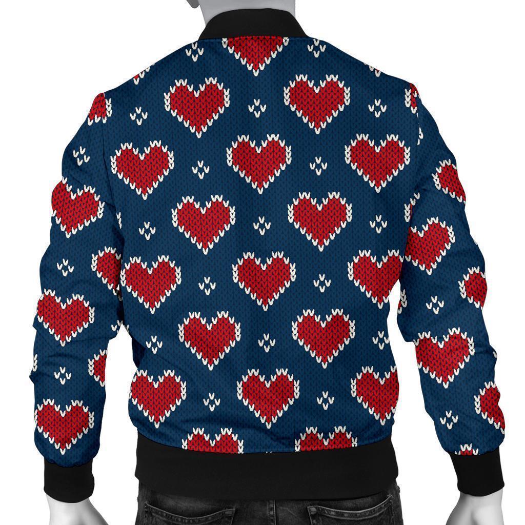 Fairisle Heart Christmas Pattern Print Men's Bomber Jacket-grizzshop