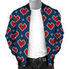 Fairisle Heart Christmas Pattern Print Men's Bomber Jacket-grizzshop