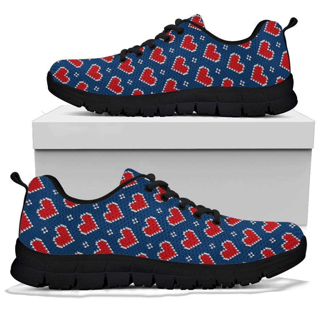 Fairisle Heart Christmas Pattern Print Sneaker Shoes For Men Women-grizzshop