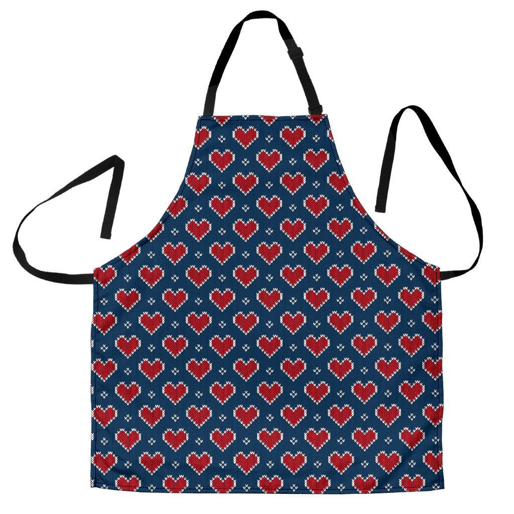 Fairisle Heart Christmas Pattern Print Women's Apron-grizzshop