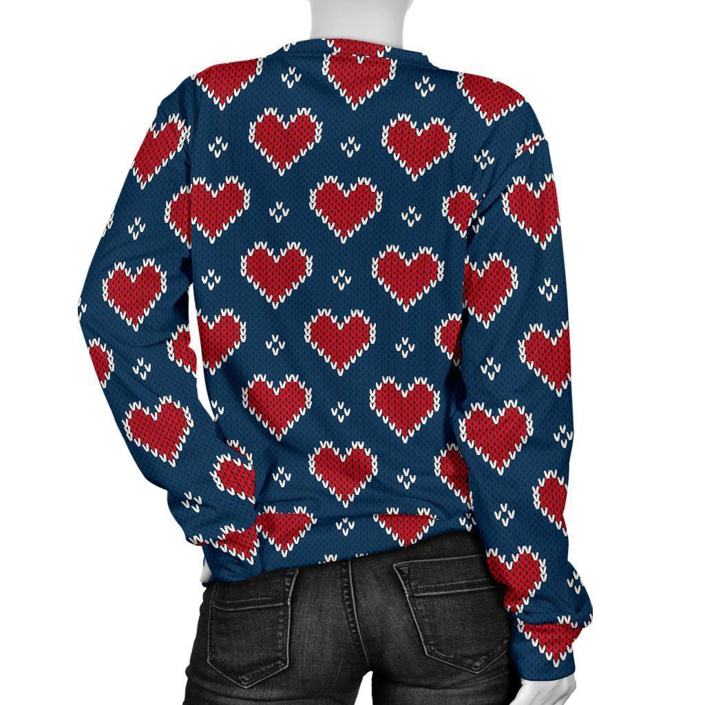 Fairisle Heart Christmas Pattern Print Women's Sweatshirt-grizzshop