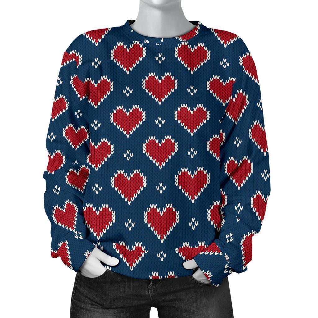 Fairisle Heart Christmas Pattern Print Women's Sweatshirt-grizzshop