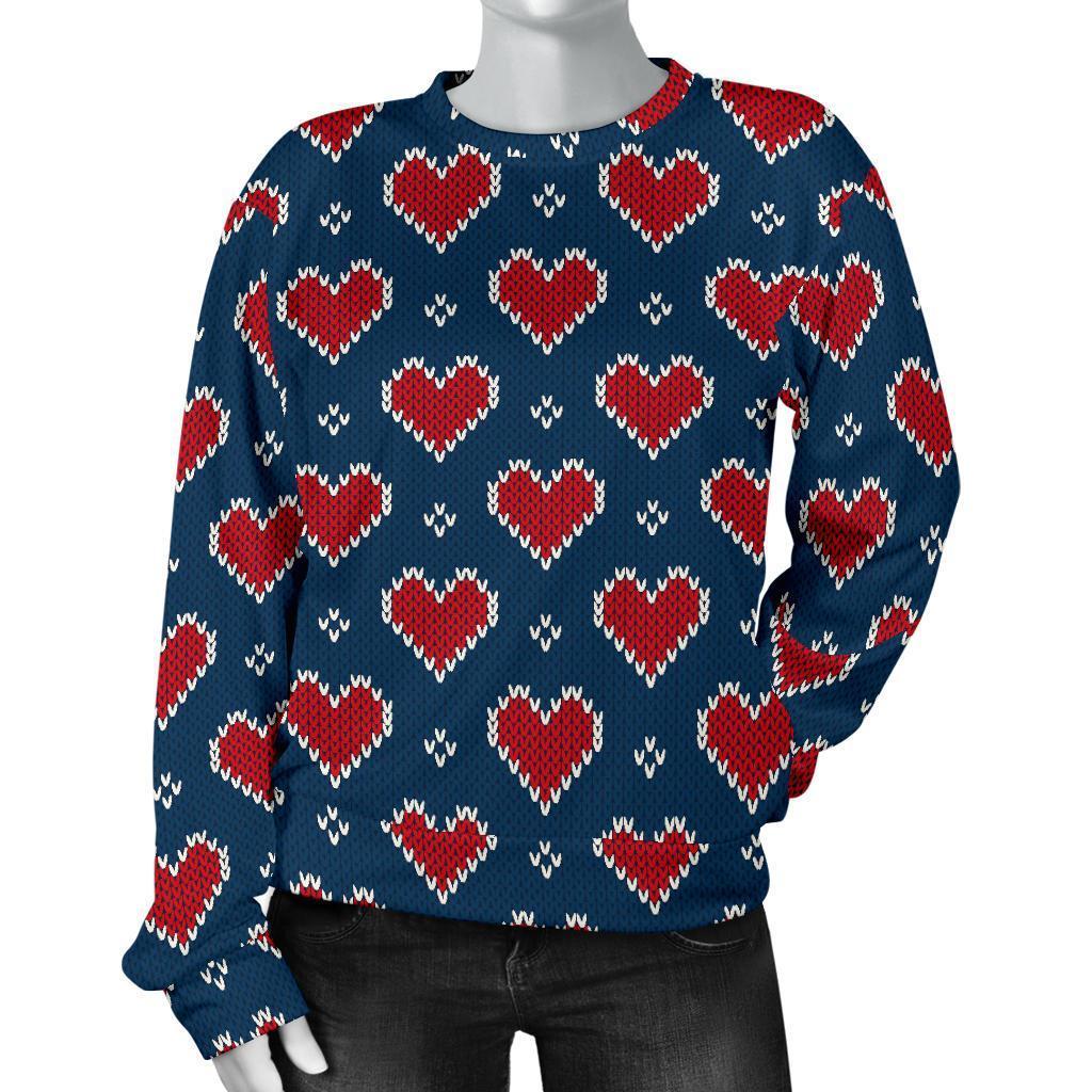 Fairisle Heart Christmas Pattern Print Women's Sweatshirt-grizzshop