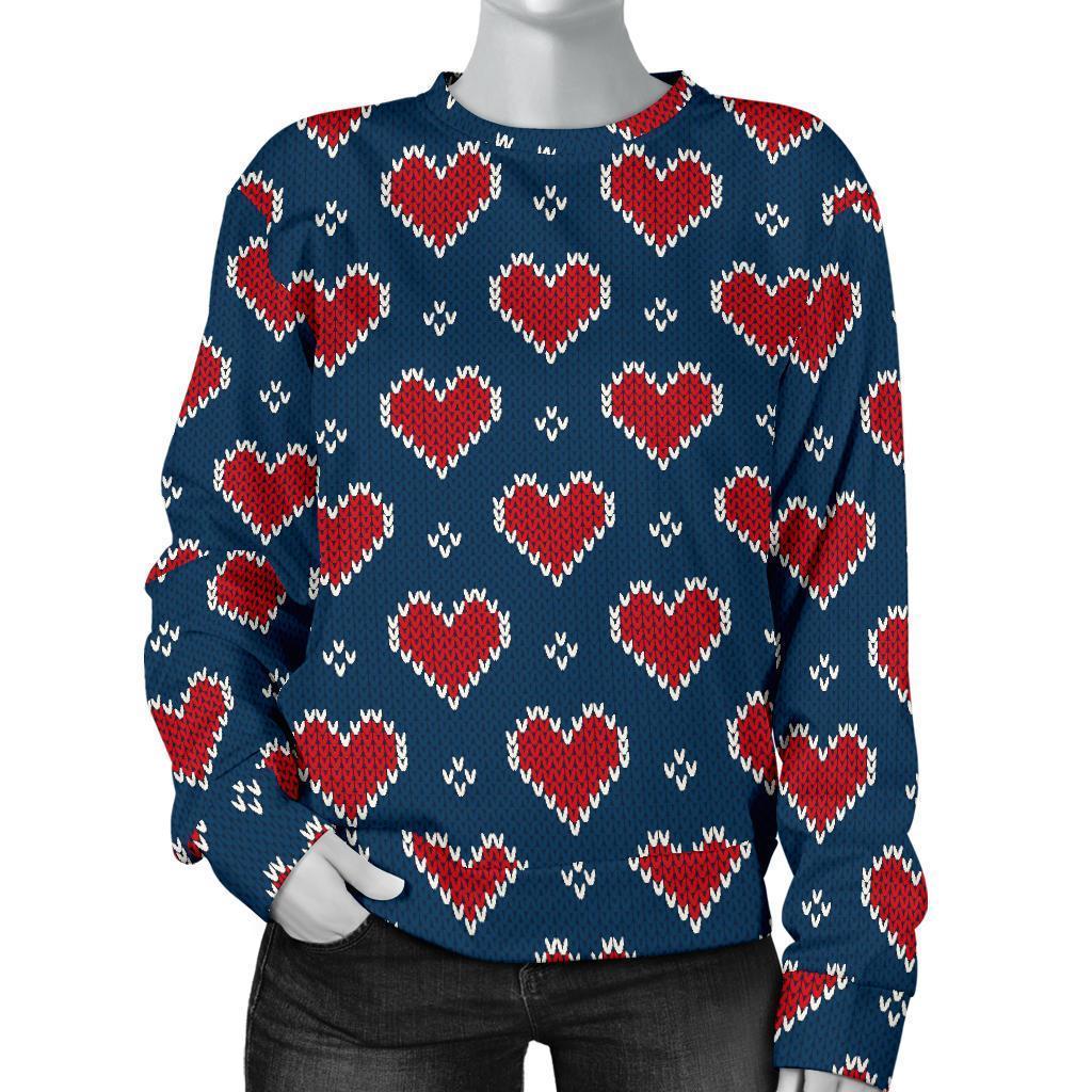 Fairisle Heart Christmas Pattern Print Women's Sweatshirt-grizzshop