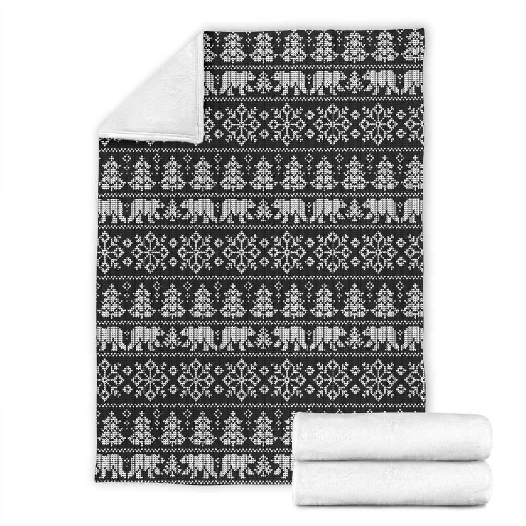 Fairisle Polar Bear Christmas Pattern Print Blanket-grizzshop