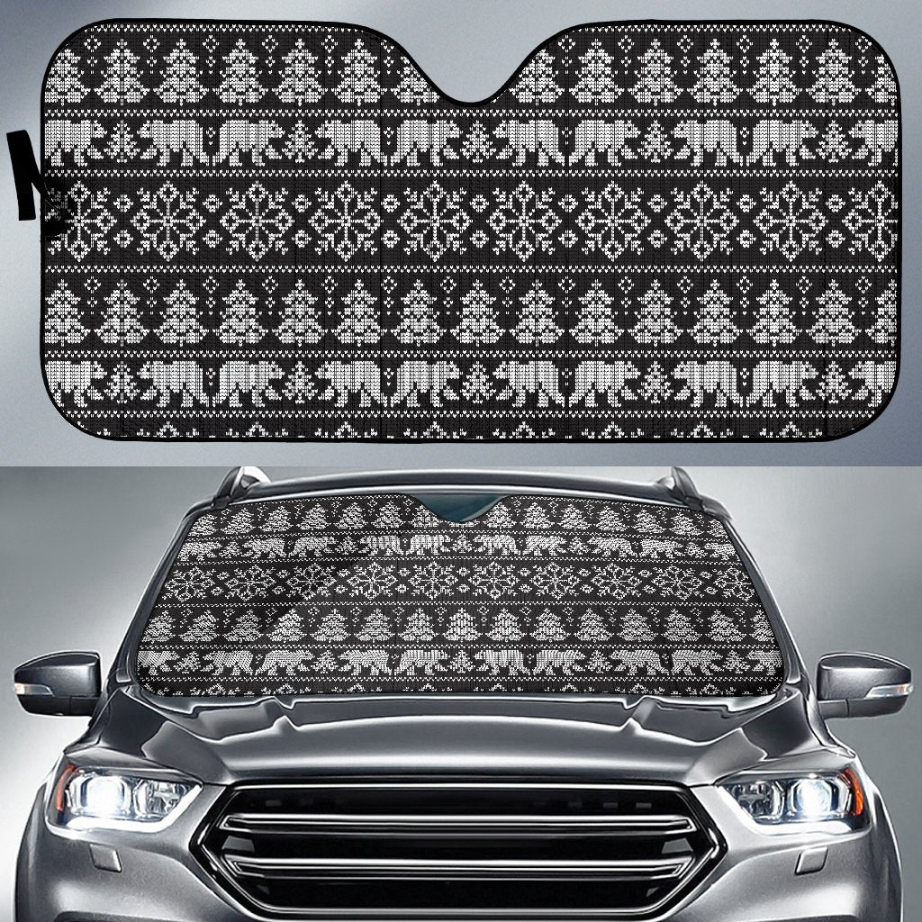 Fairisle Polar Bear Christmas Pattern Print Car Sun Shade-grizzshop