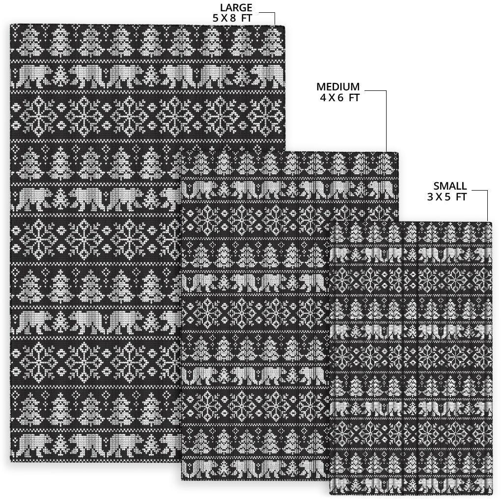 Fairisle Polar Bear Christmas Pattern Print Floor Mat-grizzshop