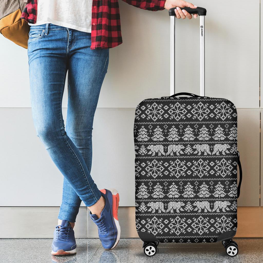 Fairisle Polar Bear Christmas Pattern Print Luggage Cover Protector-grizzshop