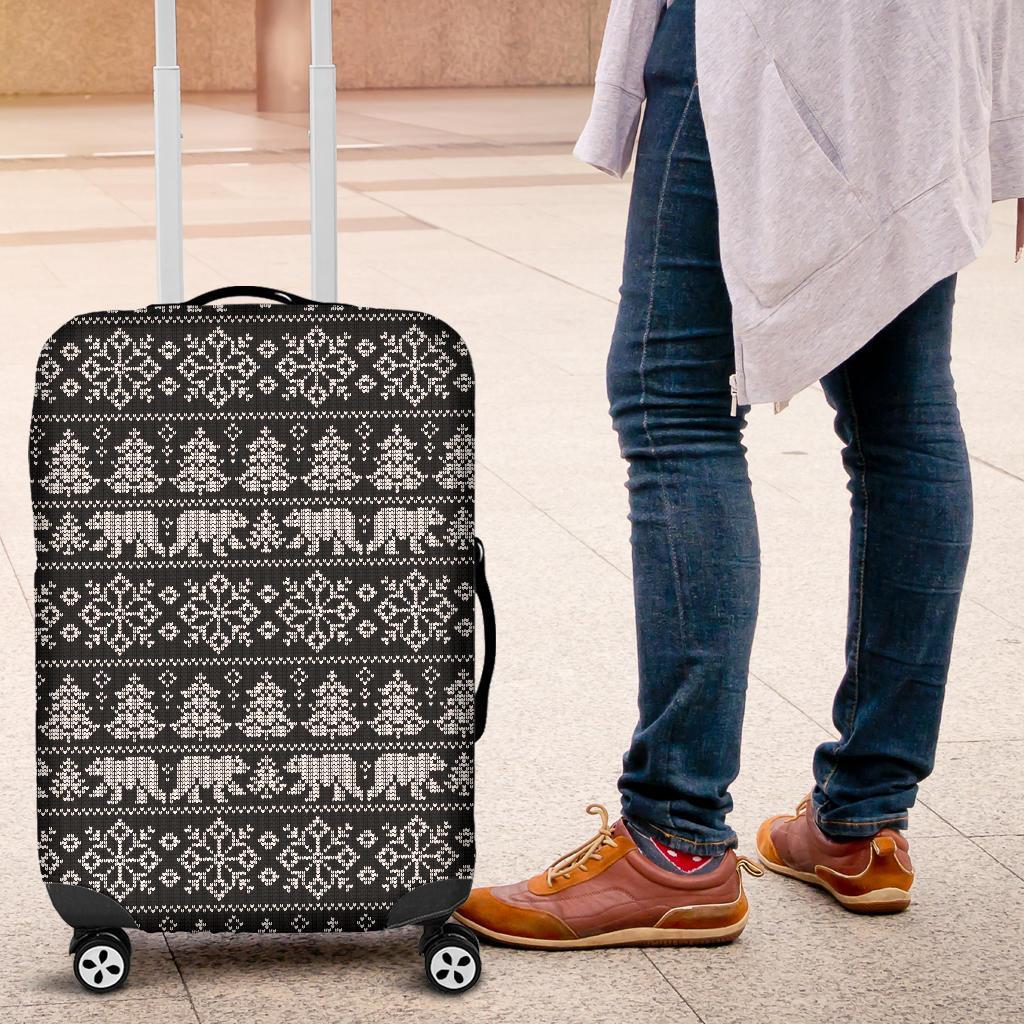 Fairisle Polar Bear Christmas Pattern Print Luggage Cover Protector-grizzshop