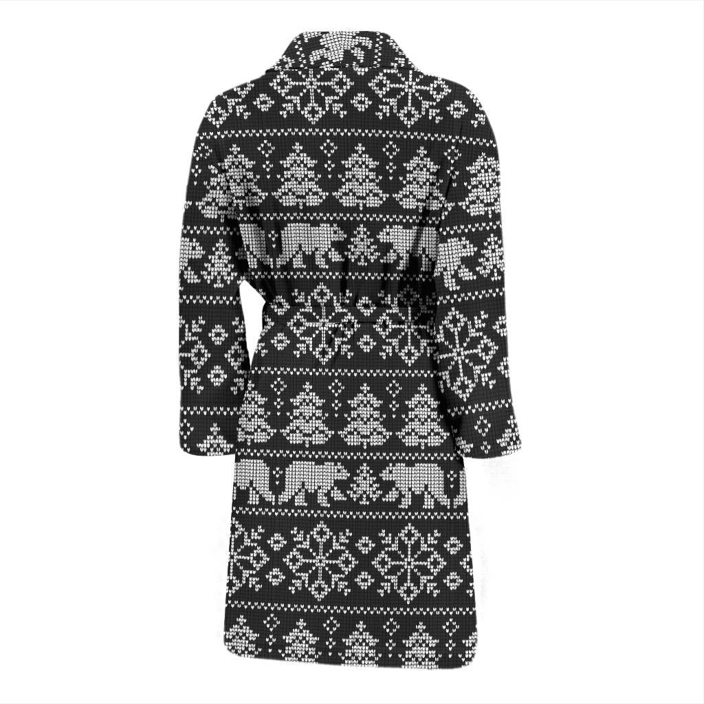 Fairisle Polar Bear Christmas Pattern Print Men Long Robe-grizzshop