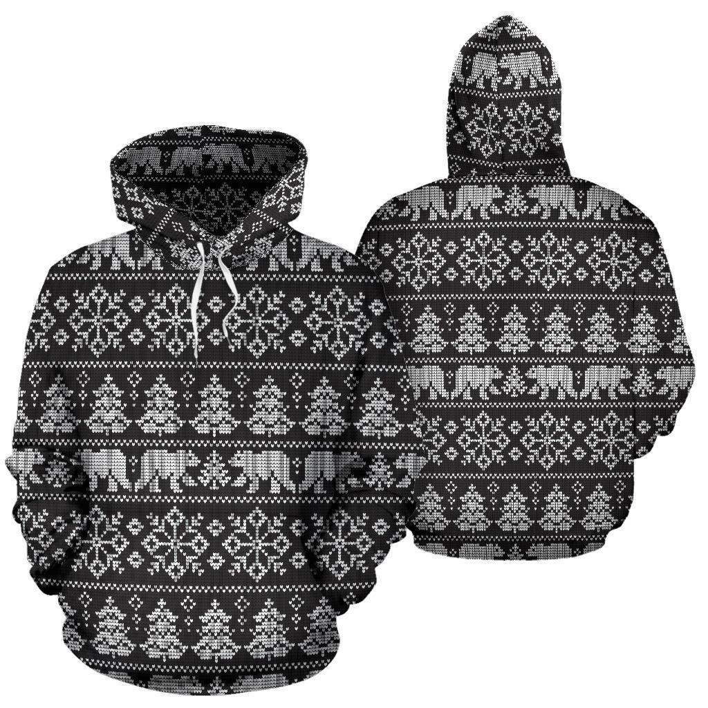 Fairisle Polar Bear Christmas Pattern Print Men Women Pullover Hoodie-grizzshop