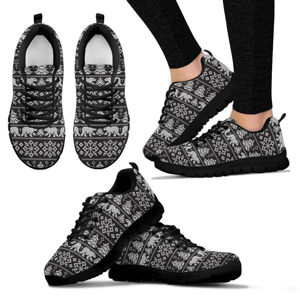 Fairisle Polar Bear Christmas Pattern Print Sneaker Shoes For Men Women-grizzshop