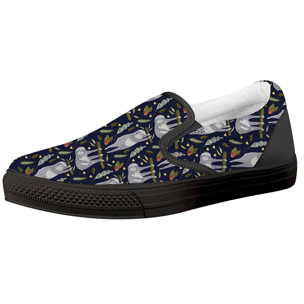 Family Sloth Print Pattern Black Slip On Shoes-grizzshop