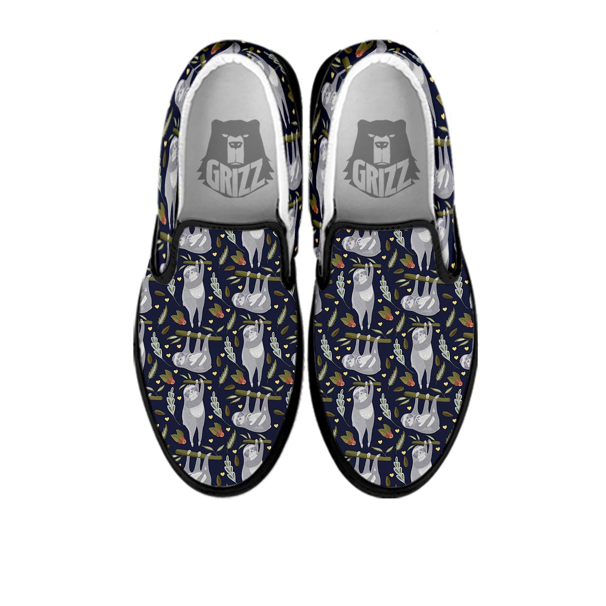 Family Sloth Print Pattern Black Slip On Shoes-grizzshop
