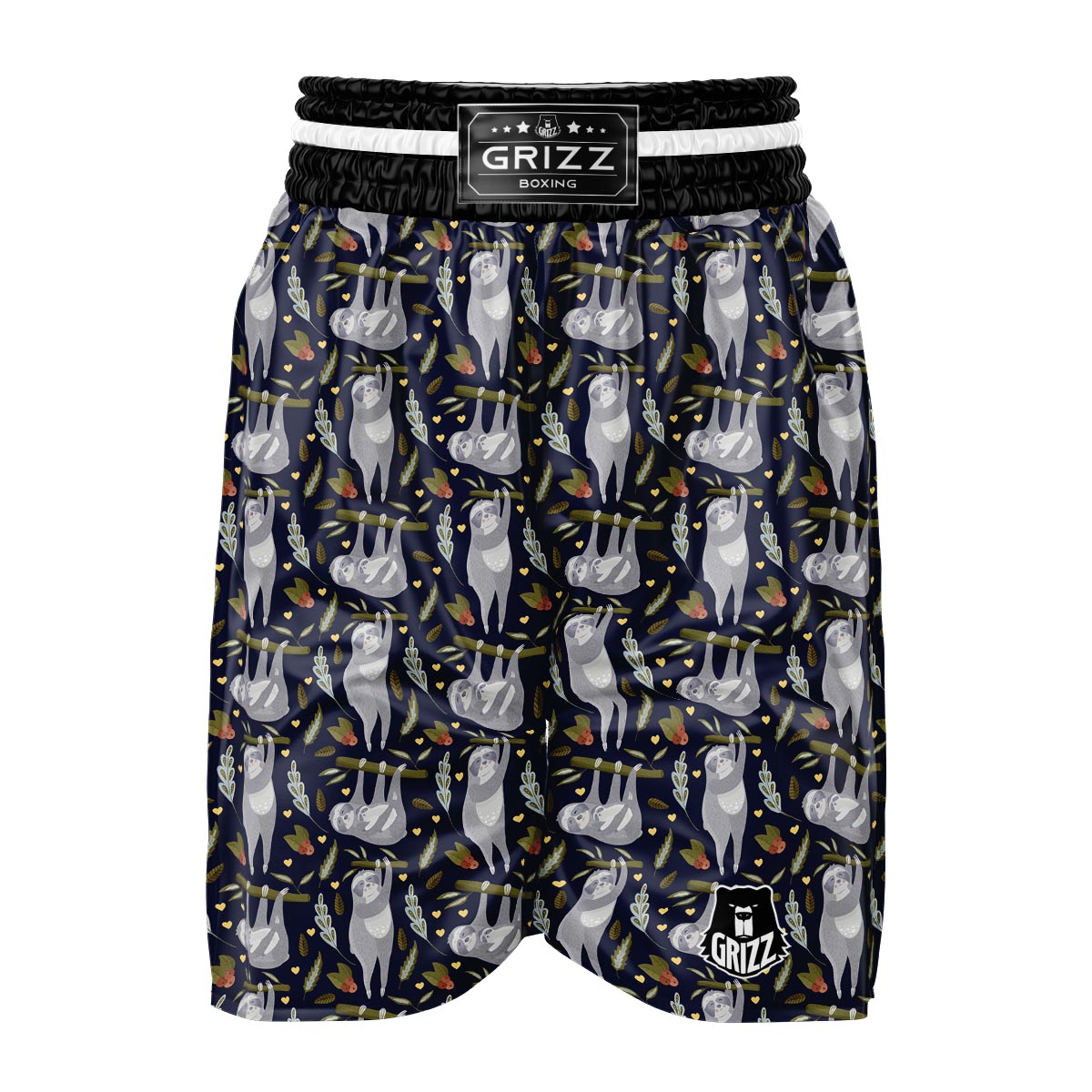 Family Sloth Print Pattern Boxing Shorts-grizzshop