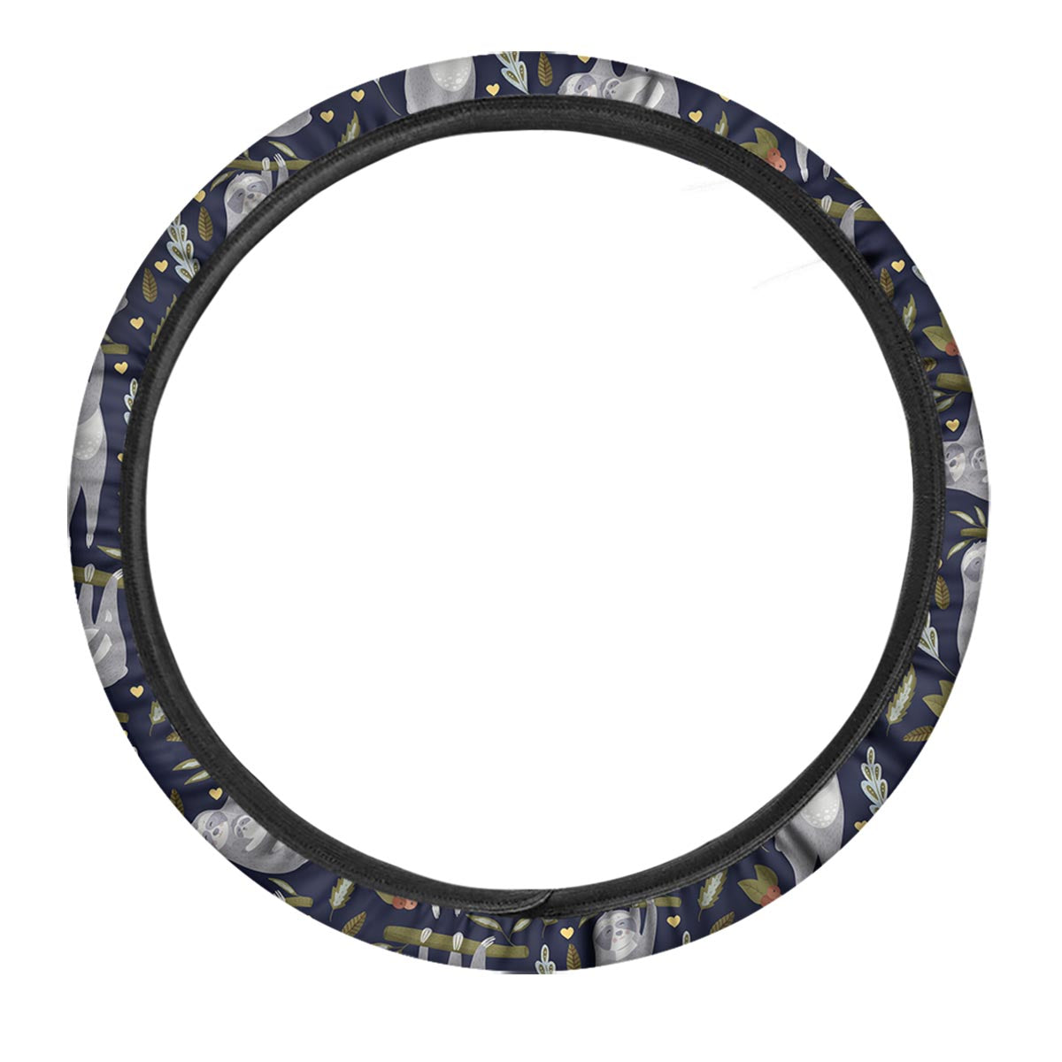 Family Sloth Print Pattern Car Steering Wheel Cover-grizzshop